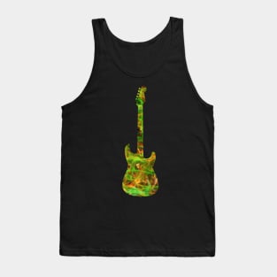 Green on Yellow Flame Guitar Silhouette Tank Top